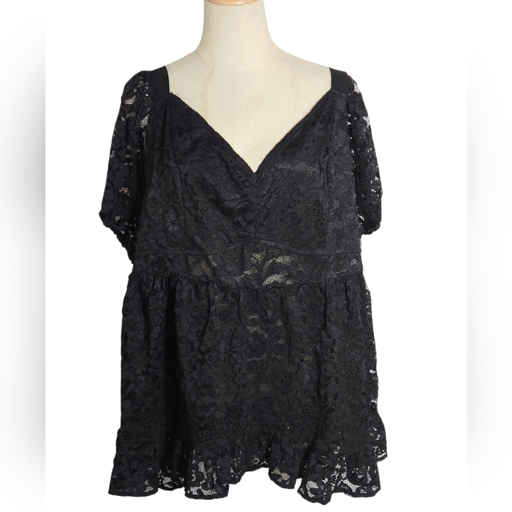 Torrid Black Lace Peplum Blouse